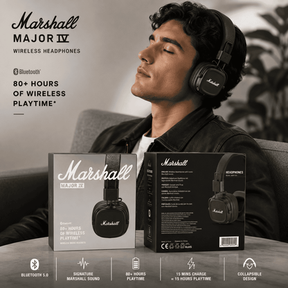Marshall Major IV | Powerful Bass & Crystal-Clear Wireless Audio(First Copy)