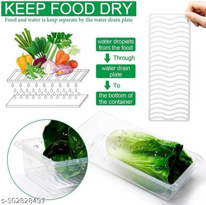 GANESH (Pack Of 6) Fridge Storage Containers (Pack of 6), Fridge Organizer with Removable Drain Plate & Secure-Sealing Lids, Fridge Storage Boxes Keep Fruits, Vegetables Fresher, Container Box