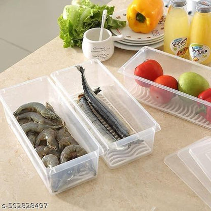 GANESH (Pack Of 6) Fridge Storage Containers (Pack of 6), Fridge Organizer with Removable Drain Plate & Secure-Sealing Lids, Fridge Storage Boxes Keep Fruits, Vegetables Fresher, Container Box