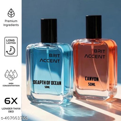 BRIT ACCENT Combo Pack Of 2|Depth Of Ocean-Canyon|Parfum|Long-Lasting|Specially Currated| Eau de Toilette - 100 ml (For Men & Women)