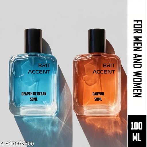 BRIT ACCENT Combo Pack Of 2|Depth Of Ocean-Canyon|Parfum|Long-Lasting|Specially Currated| Eau de Toilette - 100 ml (For Men & Women)