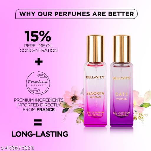Bella Vita Luxury Women's DATE+SENORITA Woman Perfume Gift Combo for Women 40 ML (Pack of 2 Items 20ML Each)