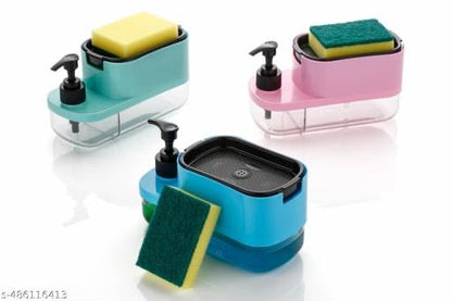 Soap Dispenser /Soap Pump Dispenser and Sponge Holder 2 IN 1 Shop Dispencer ,WOMENS FIRST CHOICE SHOP DISPENCER(PACK OF 1) GREEN