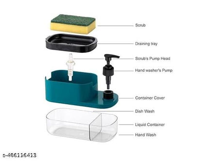 Soap Dispenser /Soap Pump Dispenser and Sponge Holder 2 IN 1 Shop Dispencer ,WOMENS FIRST CHOICE SHOP DISPENCER(PACK OF 1) GREEN