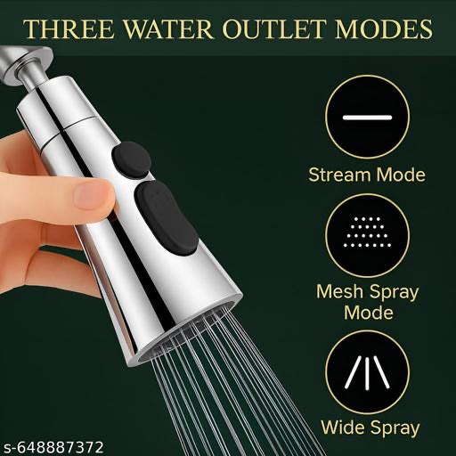 DALUCI Flexible Tap Extender for Kitchen Sink – 360° Rotating Chrome-Plated 3-Mode Spray Head Faucet Attachment | Splash-Proof Water Tap Extension, Easy Installation | 22mm & 24mm Taps (Chrome)