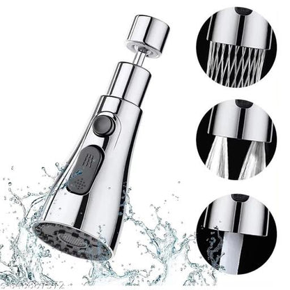DALUCI Flexible Tap Extender for Kitchen Sink – 360° Rotating Chrome-Plated 3-Mode Spray Head Faucet Attachment | Splash-Proof Water Tap Extension, Easy Installation | 22mm & 24mm Taps (Chrome)