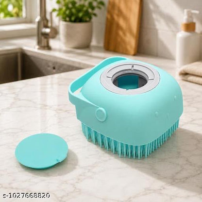 2 in 1 Silicone's Soap Dispensing Dish Scrubber Brush with Refillable Liquid Container | Kitchen Cleaning Brush | Soft Silicone's Scrubber | Multipurpose Cleaning Tool