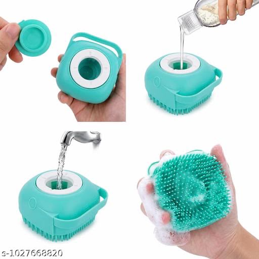 2 in 1 Silicone's Soap Dispensing Dish Scrubber Brush with Refillable Liquid Container | Kitchen Cleaning Brush | Soft Silicone's Scrubber | Multipurpose Cleaning Tool