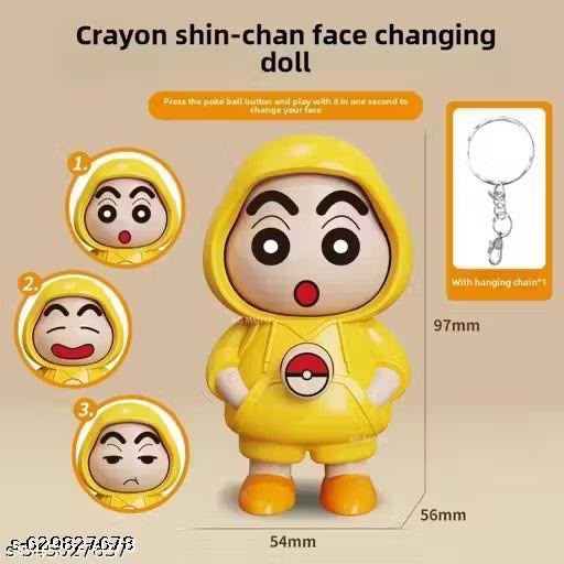 Shinchan Face Changing Keychain Cute Cartoon Key Ring with Three Expressions Anime Gift for Kids & Fans