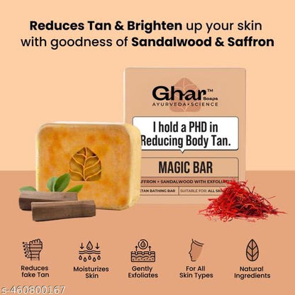 Ghar Soaps Magic Soap | With Saffron And Sandalwood | Tan-Reducing Soap For All Skin Types (200 gm)