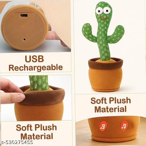 Dancing Cactus Toy Kids Talking Singing Wriggle Children Plush Electronic Toys Baby Voice Recording Repeats What baby Say LED Lights ,Wriggling Electronic Toy for Kids & Toddlers, Gift for Boys & Girls by PACKNSTORE