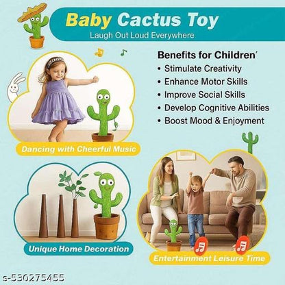 Dancing Cactus Toy Kids Talking Singing Wriggle Children Plush Electronic Toys Baby Voice Recording Repeats What baby Say LED Lights ,Wriggling Electronic Toy for Kids & Toddlers, Gift for Boys & Girls by PACKNSTORE