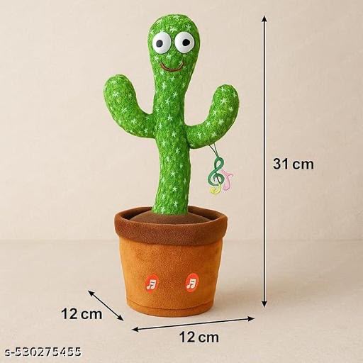 Dancing Cactus Toy Kids Talking Singing Wriggle Children Plush Electronic Toys Baby Voice Recording Repeats What baby Say LED Lights ,Wriggling Electronic Toy for Kids & Toddlers, Gift for Boys & Girls by PACKNSTORE