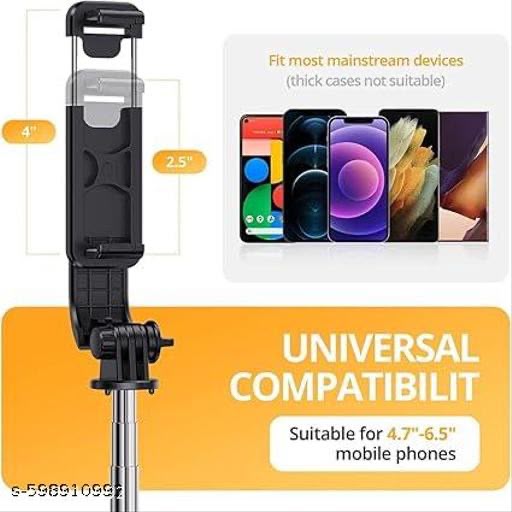 Selfie Stick R1-L (Large) with Wireless Remote and Tripod Stand, Portable, Lightweight, Compatible with All Mobiles (black)
