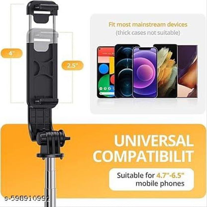 Selfie Stick R1-L (Large) with Wireless Remote and Tripod Stand, Portable, Lightweight, Compatible with All Mobiles (black)