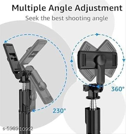Selfie Stick R1-L (Large) with Wireless Remote and Tripod Stand, Portable, Lightweight, Compatible with All Mobiles (black)