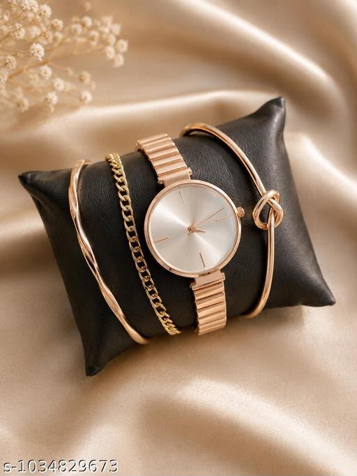 Rose Gold Watches Bracelet & Rose Gold Stack Watch Analog Rose Gold Watch Band and Round Dial Women's Watch for Girls with Stylish Watches
