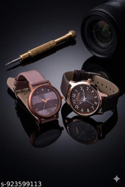 Daily unique leather belt combo watches for girls and women