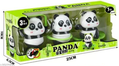 QAVANS Cute Panda Toy Set 3PCS for Kids | Wobbling Panda with Skateboard, Rope Jump & Ring | Fun Cartoon Play Toys (3+ Years)