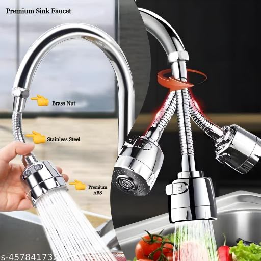 New Upgrade Demanding High Quality ABS & Steel 360 Degree Rotation Flexible Tap Extender Water Saving Sprinkler Water Faucet Sprayer Jet Spray (Pack of 1)