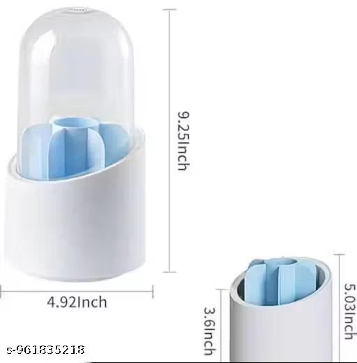 360° Rotating Makeup Brush Organizer with Clear Dustproof & Waterproof Dome Cover | Spinning Cosmetic Storage Holder for Vanity Countertop