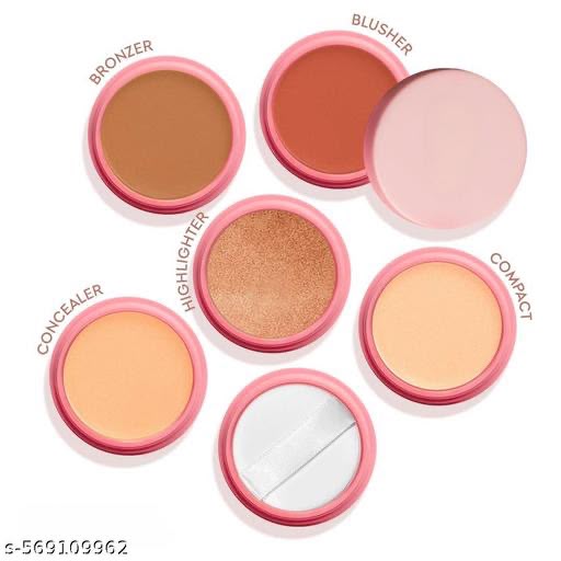 5 In 1 Makeup stack With Concealer, Bronzer, Blusher, Compact, Highlighter & Sponge Applicator Smooth & Blendable Formula - Travel Friendly, Quick & Easy to Use