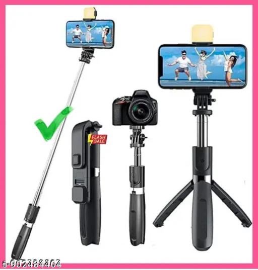 Bluetooth Selfie Stick (Black, Remote Included)