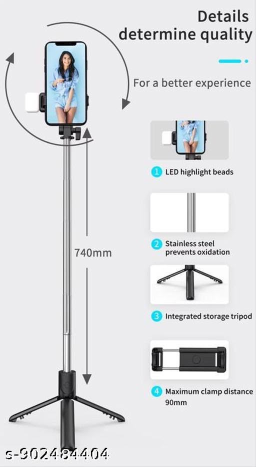 Bluetooth Selfie Stick (Black, Remote Included)