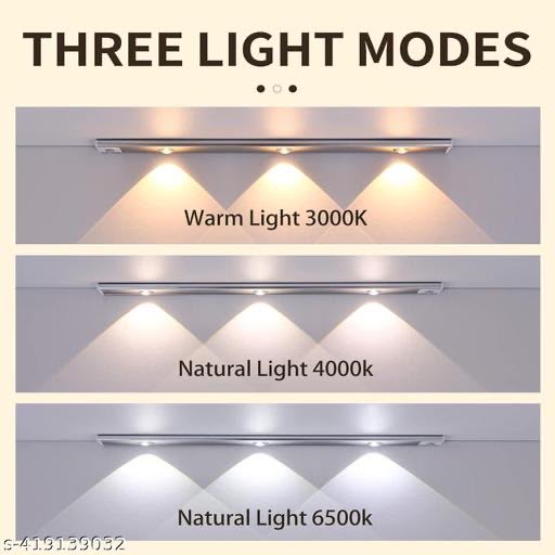 ABFASHION Under Cabinet Lights LED Motion Sensor Indoor, USB Rechargeable ,3 Light Modes Stepless Dimming Hill Light, 6500K Night Light for Closet Cabinet Kitchen Wardrobe (15.74in/40cm)