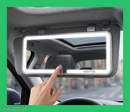 Upgrade Car Sun Visor Vanity Mirror Inside Big Led Mirror With 3 Light Modes And 80 Leds Rechargeable Makeup Dimmable Touch Control Light Up Mirror For SUV Truck