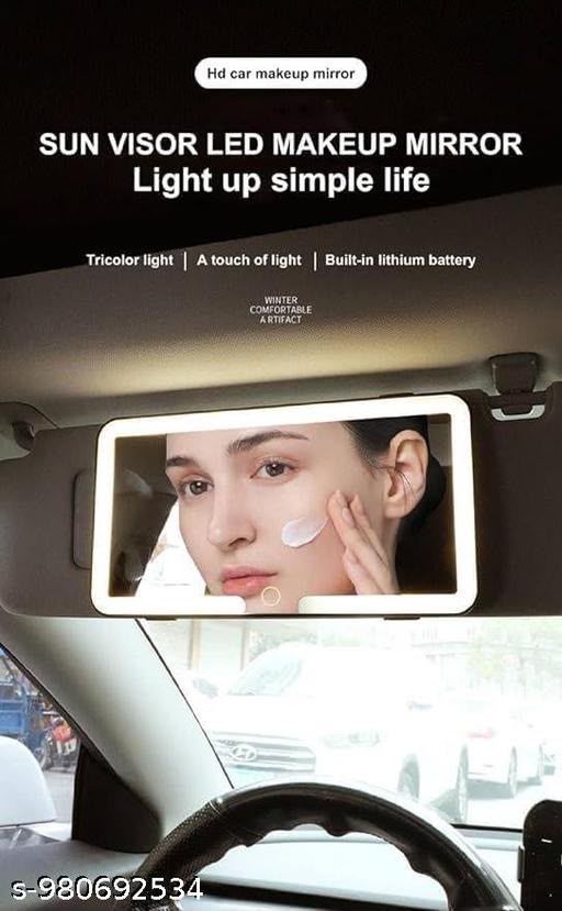 Upgrade Car Sun Visor Vanity Mirror Inside Big Led Mirror With 3 Light Modes And 80 Leds Rechargeable Makeup Dimmable Touch Control Light Up Mirror For SUV Truck