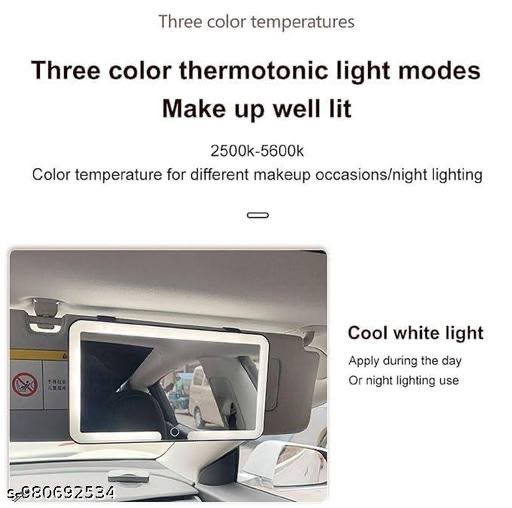 Upgrade Car Sun Visor Vanity Mirror Inside Big Led Mirror With 3 Light Modes And 80 Leds Rechargeable Makeup Dimmable Touch Control Light Up Mirror For SUV Truck