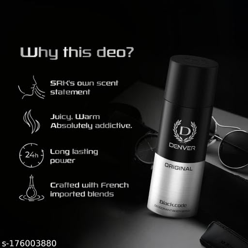 DENVER Black Code, Caliber, Honour & Imperial Nano Travel Size Pack Deo Perfume Body Spray - For Men (50ml X 4 )| Long Lasting Deodorant