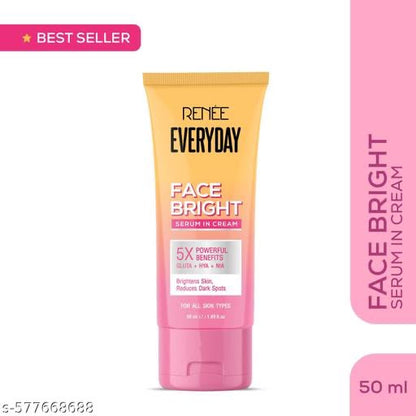 RENEE Everyday Face Bright Serum In Cream, Brighter, Hydrated Skin, Reduces Dark Spots, Even Skin Tone, With Niacinamide, Hyaluronic acid & Glutathione, 50 ml