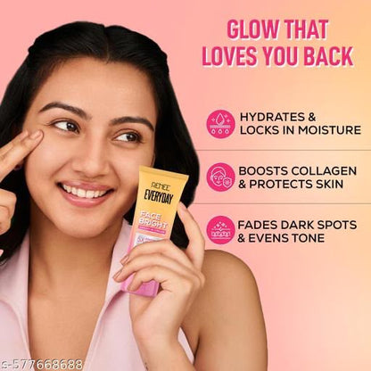 RENEE Everyday Face Bright Serum In Cream, Brighter, Hydrated Skin, Reduces Dark Spots, Even Skin Tone, With Niacinamide, Hyaluronic acid & Glutathione, 50 ml