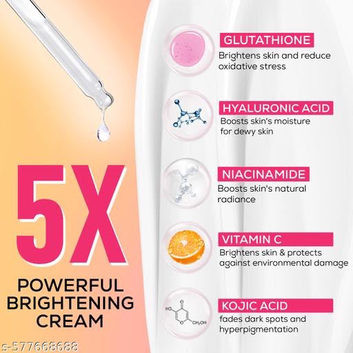 RENEE Everyday Face Bright Serum In Cream, Brighter, Hydrated Skin, Reduces Dark Spots, Even Skin Tone, With Niacinamide, Hyaluronic acid & Glutathione, 50 ml