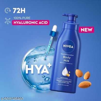 NIVEA Body Milk, Moisturizer Lotion, with Deep Moisture Serum, Almond Oil & Vitamin E,120ml pack of 3