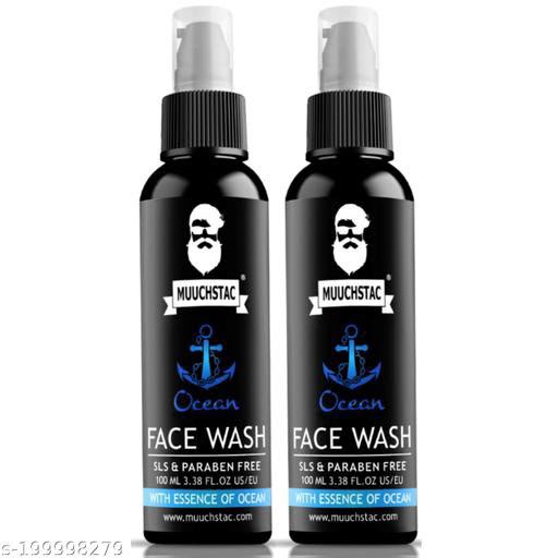 Muuchstac Ocean Face Wash for Men | Fight Acne & Pimples, Brighten Skin, Clears Dirt, Oil Control, Refreshing Feel - Multi-Action Formula | 100 ml | Pack of 2