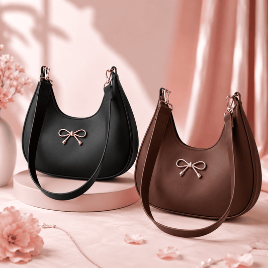 Elegant Bow Shoulder Bag – Black & Brown Duo | (Combo pack of 2)