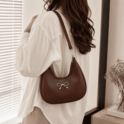 Elegant Bow Shoulder Bag – White & Brown Duo | (Combo pack of 2)