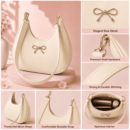 Elegant Bow Shoulder Bag – Black & Cream Duo | (Combo pack of 2)
